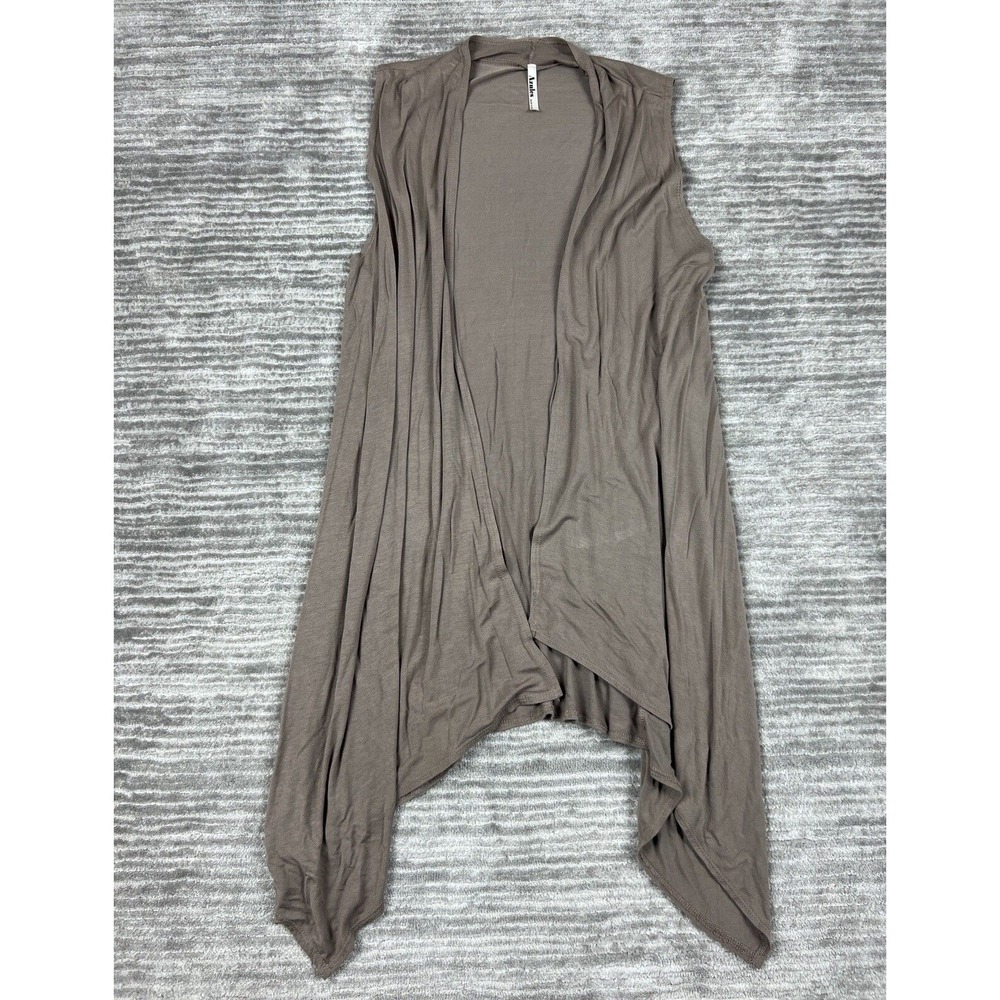 AZULES Vest Womens Medium Brown Open Front Long‎ Tunic Top Knit Sleeveless